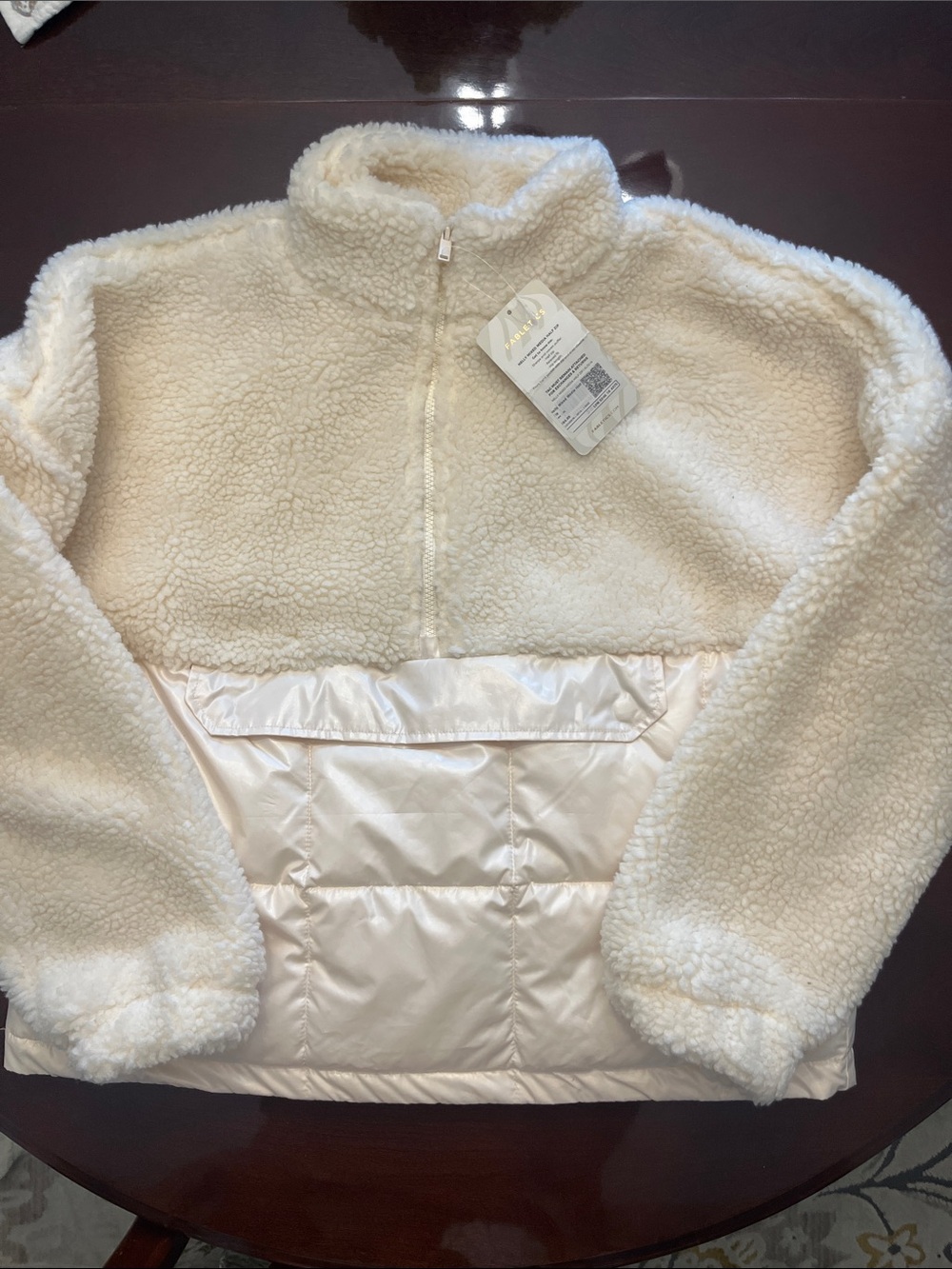 Fabletics Cream Sherpa & Puffer Half-Zip Pullover